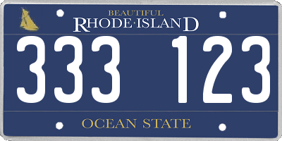 RI license plate 333123