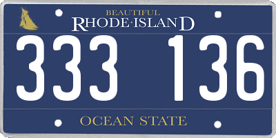 RI license plate 333136