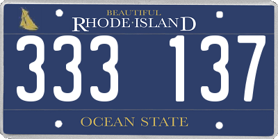 RI license plate 333137