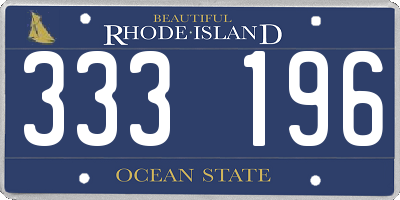 RI license plate 333196