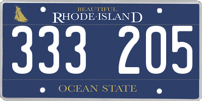 RI license plate 333205