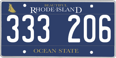 RI license plate 333206
