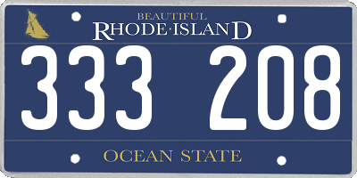 RI license plate 333208