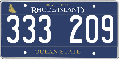 RI license plate 333209