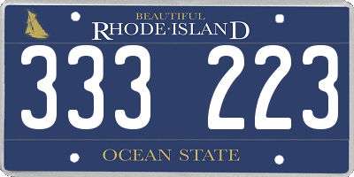 RI license plate 333223
