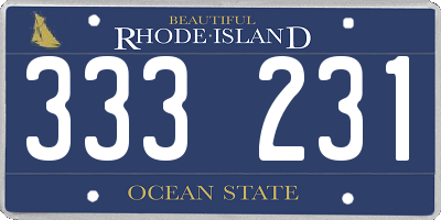RI license plate 333231