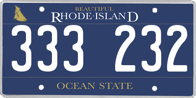 RI license plate 333232