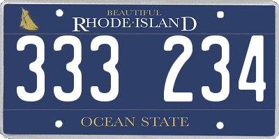 RI license plate 333234