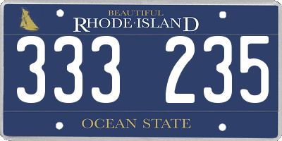 RI license plate 333235