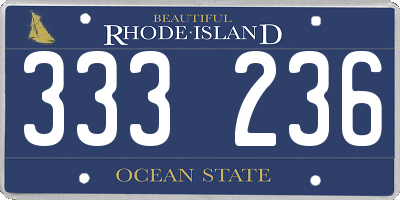 RI license plate 333236
