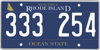 RI license plate 333254
