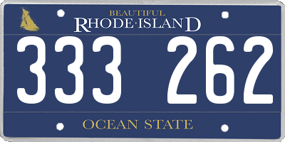 RI license plate 333262