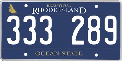 RI license plate 333289
