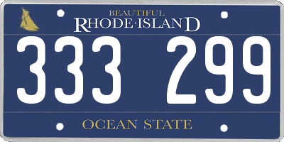 RI license plate 333299