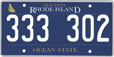 RI license plate 333302