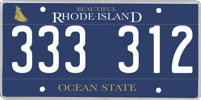 RI license plate 333312