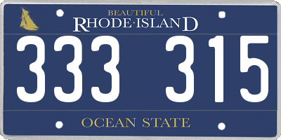 RI license plate 333315