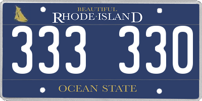 RI license plate 333330