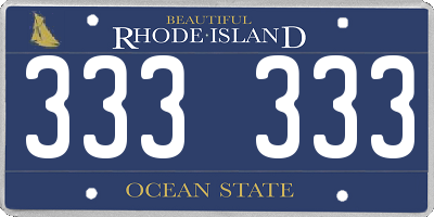 RI license plate 333333