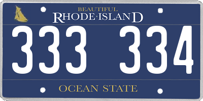 RI license plate 333334