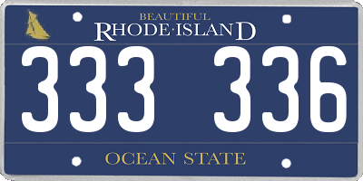RI license plate 333336
