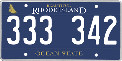 RI license plate 333342