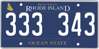 RI license plate 333343