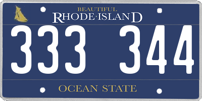 RI license plate 333344