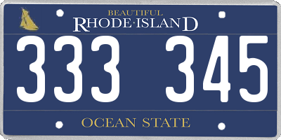RI license plate 333345