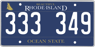 RI license plate 333349