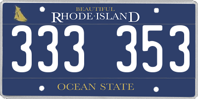RI license plate 333353