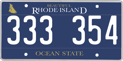 RI license plate 333354