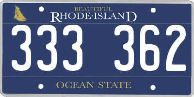 RI license plate 333362