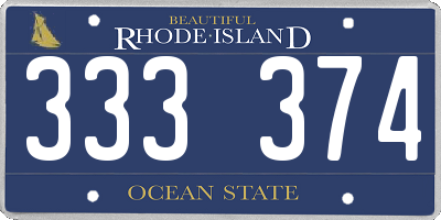 RI license plate 333374