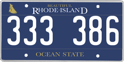 RI license plate 333386