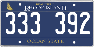 RI license plate 333392