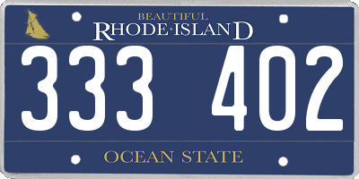 RI license plate 333402