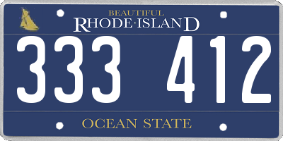 RI license plate 333412