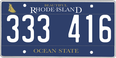 RI license plate 333416