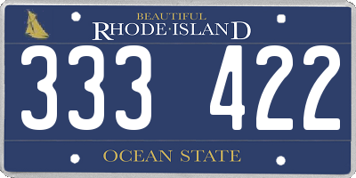 RI license plate 333422