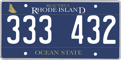 RI license plate 333432