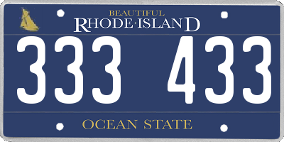 RI license plate 333433
