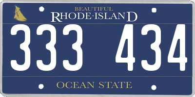 RI license plate 333434