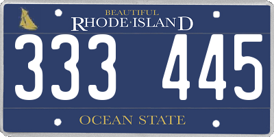 RI license plate 333445