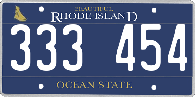 RI license plate 333454