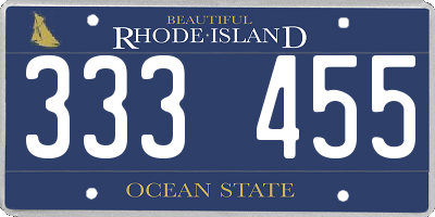 RI license plate 333455