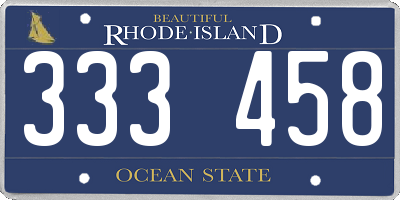 RI license plate 333458