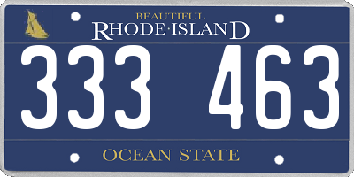 RI license plate 333463