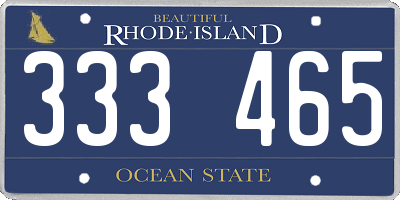 RI license plate 333465