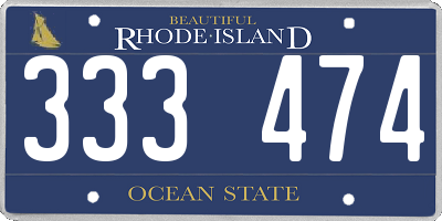 RI license plate 333474